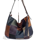 XXL Leather Hobo Bag: Slouchy Shoulder Bag with Cotton Lining - €171,88 EUR