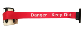 Tensabarrier Beige w/ Red &amp; White Belt Barrier, Danger Keep Out - $39.59