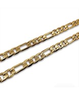 x2 Figaro Link Box Chain Luxury Texture 7.5mm 18K Gold Plated Necklace 20&quot; - £11.81 GBP