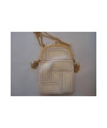 Vintage 1960s Evening Purse -Solar- Crocheted Cream Leather w Gold Baubles - £19.35 GBP