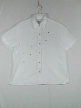 Vtg Alfred Dunner Blouse Size 8 White Floral Button Up - £7.96 GBP