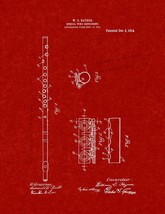 Musical Wind Instrument Patent Print - Burgundy Red - $7.95+