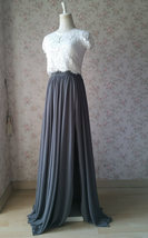 Gray Long Chiffon Skirt Outfit Women Side Split Chiffon Skirt for Wedding image 4