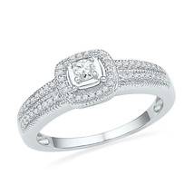 10k White Gold Round Diamond Double Row Milgrain Bridal Engagement Ring 1/4 - £319.74 GBP