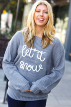 Take Me In Grey Embroidery &quot;Let It Snow&quot; Lurex Sweater - £30.68 GBP