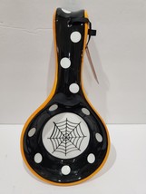 Halloween Terramoto Ceramic Spiderweb Resting Rest Spoon Decor - £16.27 GBP