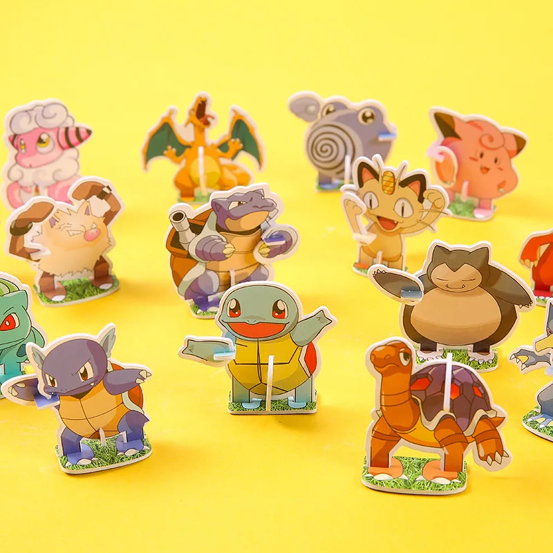 20pcs Pokemon cartoon Pikachu Eevee anime figure children&#39;s puzzle DIY Kawaii 3D - £8.29 GBP