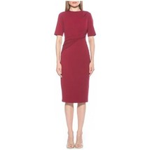 Alexia Admor Harper Short Sleeve Midi Sheath Dress Cranberry XL 16/18 NEW - $75.00