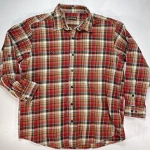 Orvis Shirt Men XL Plaid Flannel Red Green Brown Thick Button Up Jacket Shacket - £19.52 GBP