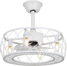 White Ceiling Fan with Lights and Remote, 6-Speed Reversible Motor - £111.13 GBP