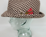 Vintage Richman Brothers Brown Houndstooth Check Tweed Fedora Hat 23.5&quot; ... - £31.75 GBP