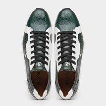 Lyon Genuine Ostrich and Calfskin Fashion Sneaker Green / White image 5