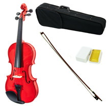 SKY 4/4 Full Size Solid Wood Red Violin Beautiful Color with Brazilwood Bow - $75.99
