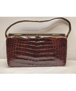 Sterling Bag Alligator Leather Brown Handbag Clasp opening Excellent 50s... - £46.92 GBP