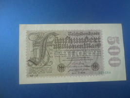 Allemagne Banknote Germany Reichsbanknote 500 Millionen Mark 1923 NF-17 # 321584 - £12.40 GBP