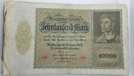 Alemania Lote de 10 Billetes 10 000 Marca 1922 Muy Rara Circulación sin Reserva - £43.69 GBP