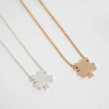 LUCKY FOUR LEAF CLOVER CHARM NECKLACE 0.5&quot; Small Tiny Pendant Gold or Si... - $6.95