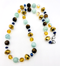 Vintage Tigers Eye Iridescent Glass Bead Necklace  - $23.76