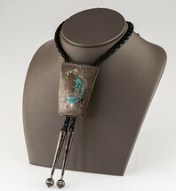 Sterling Silver Southwestern Style Kokopelli Bolo Tie Turquoise and Cora... - $470.45