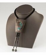 Sterling Silver Southwestern Style Kokopelli Bolo Tie Turquoise and Cora... - $8,644.64 MXN