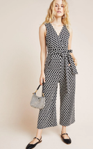 EVA FRANCO Masha Abstract black &amp; white polka dot knit jumpsuit size large - £37.98 GBP