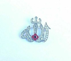 Stunning Diamonte Silver Plated AllahPoppy Muslim Islam British India Br... - $13.43