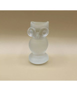 Frosted Glass Owl Derpy Big Round Eyes Art Glass 3 7/8” Tall - $337.11 MXN