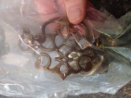 7 Vtg Keeler Brass Co. Metal Drawer Handles Pulls KBC N-19354 Batwing - $69.29