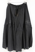 Antique Victorian 1890sBlack Wool Voile Full Skirt Satin Appliqué Goth S... - $4,118.21 MXN