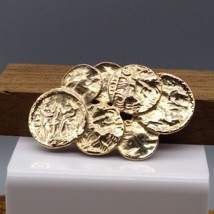 Vintage Ancient Fused Coins Brooch, Gold Tone Egyptian Pin, Egypt Revival - £60.32 GBP