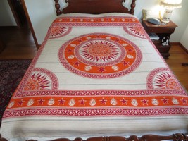 India AL-HERA Import Cotton Colorful Sunburst Tablecloth Or Bed COVER--82&quot; X 98&quot; - £15.80 GBP