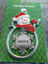 Christmas Snowman Personalize &quot;Jessica&quot;Collectable Silver Ornament Ganz New - £20.14 GBP