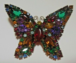 Vintage Juliana Butterfly Brooch Multi-color Rhinestones - £106.58 GBP