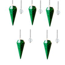 Bulk 5 Pcs Natural Malachite Crystal Gemstone Dowsing Pendulums - £30.97 GBP