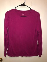 Lands End Womens Medium Petite 10-12 Long Sleeve T Shirt Cotton Rayon Blend - £4.64 GBP