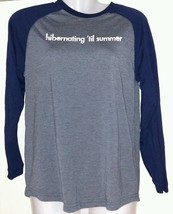 OLD NAVY Shirt HIBERNATING &#39;TIL SUMMER Gray Blue L 10-12 Youth Top Long ... - £11.77 GBP