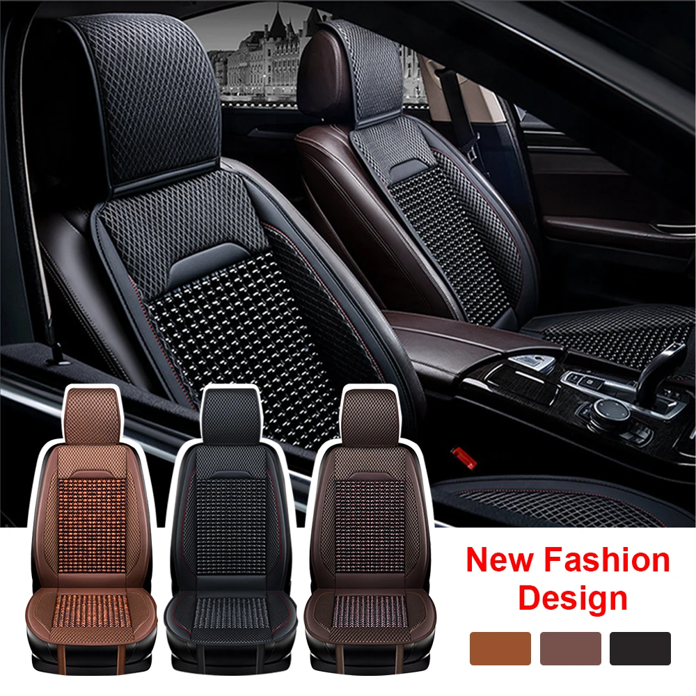 Universal Car Seat Covers Breathable Summer Cooling Beads Leather Bamboo - £50.05 GBP