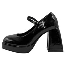 Fashion Square Toe High Heels Mary Janes Women Patent Leather Chunky Heels Pumps - £36.76 GBP
