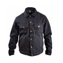 Men&#39;s Black Heavy Duty Denim Button Front Jacket - £55.78 GBP