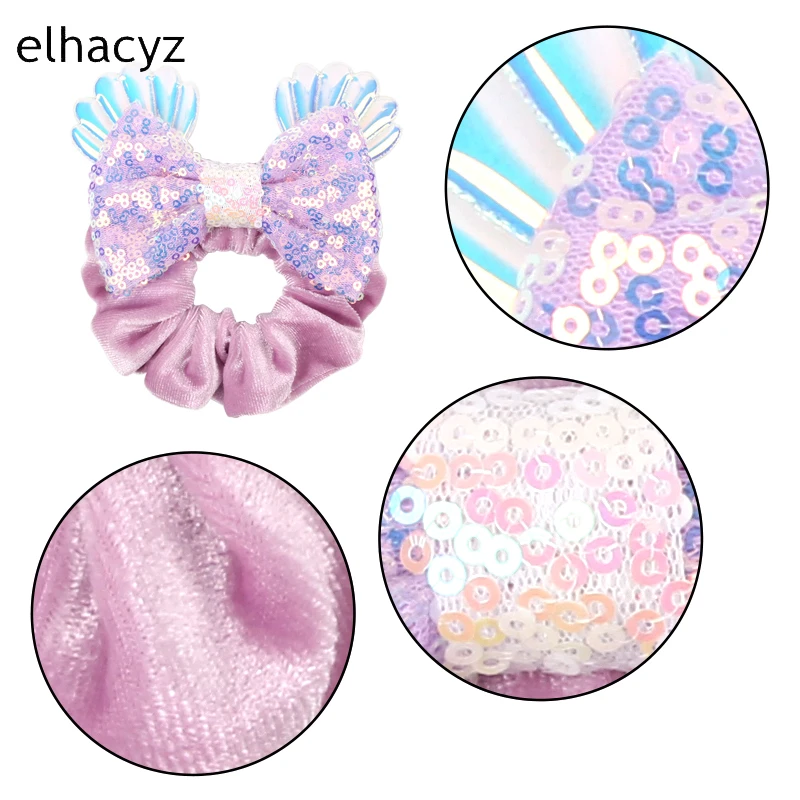 Play Elhacyz New Pretty Mouse Ears Velvet Scrunchies Hairband Women Elastic Pony - £22.91 GBP