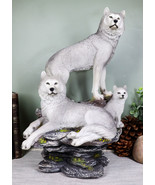Large Denizens Of Twilight Timber Wolf Family Statue 14.25&quot;H Wildlife An... - $59.99