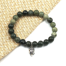 Natural Russian Serpentine Buddha 8 mm Beaded 7.5&quot; Stratchable Bracelet BBB-16 - £10.93 GBP