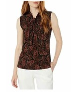 Tommy Hilfiger Womens Paisley Printed Knot-Neck Sleeveless Knit Top Blou... - $26.41 CAD