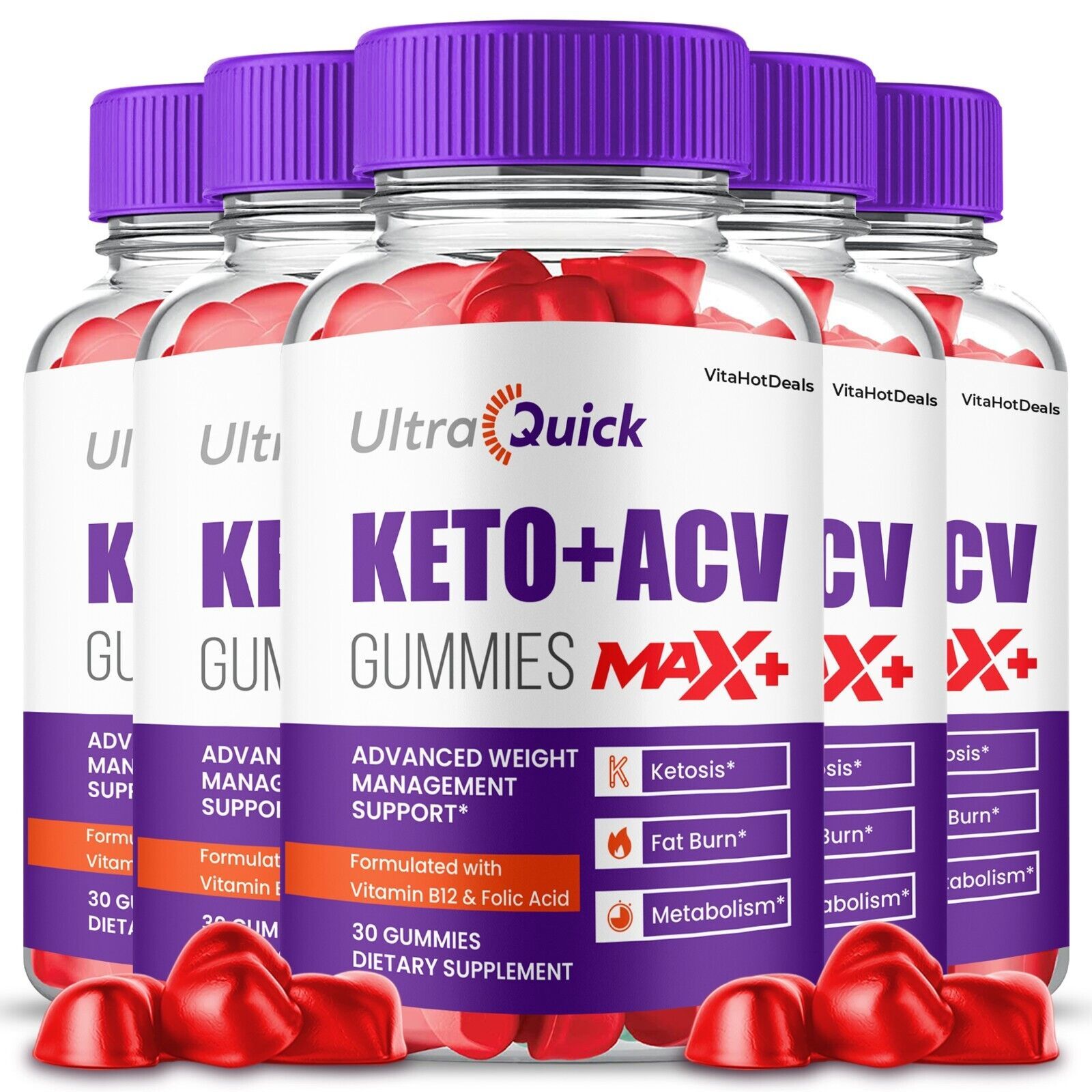 5 Pack UltraQuick Max + Keto ACV Gummies Maximum Potency Gummies
