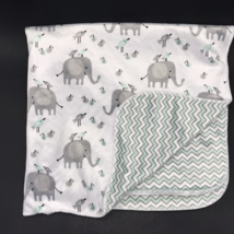 S L Home Fashions Elephant Bird Baby Blanket Chevron Gray Aqua White - £17.57 GBP