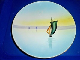 Vintage Small Meito China Plate Hand Painted Japan Sailboat - £7.43 GBP