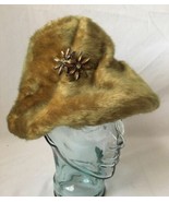 Vintage Montezuma Fur Hat Flower Brooch Green Gold Lisa Exclusive Union ... - £23.91 GBP