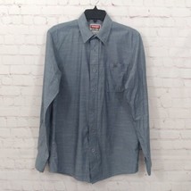Wrangler Jeans Co Shirt Mens Small Blue Chambray Long Sleeve Pocket Butt... - $21.99