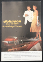 VTG 1956 Johnson Sea-Horse Outboard Motor in Holiday Bronze Print Ad 6.5&quot; x 10&quot; - £7.09 GBP