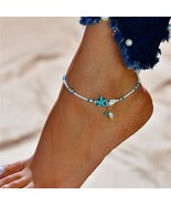 Silver Anklet Ankle Bracelet turquoise freshwater pearl 9&quot; plus 2&quot; exten... - £7.73 GBP